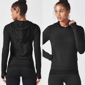 FABLETICS Megan Running Hoodie Seamless Mesh Pullover NWT Black XS